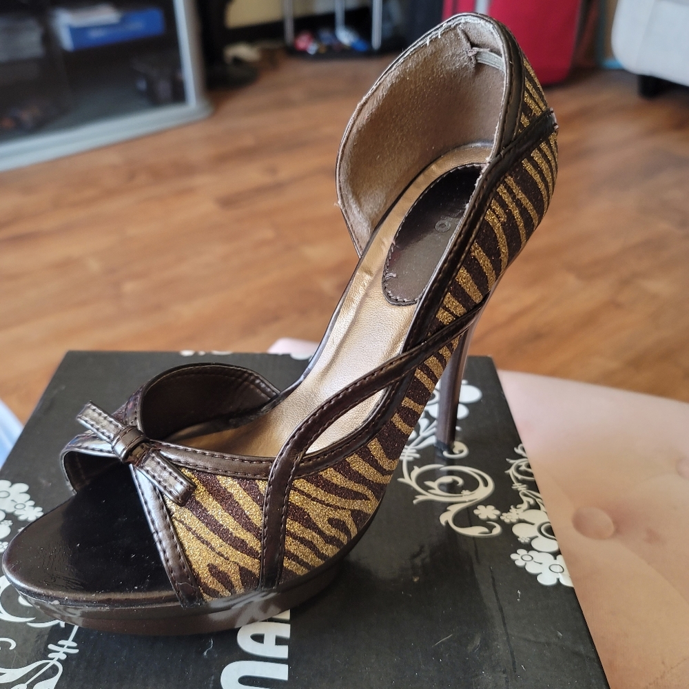Brown and Gold platform heels